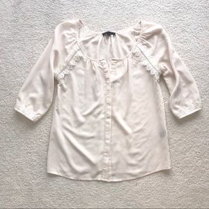 Lucca Couture Cream Blouse with Lace